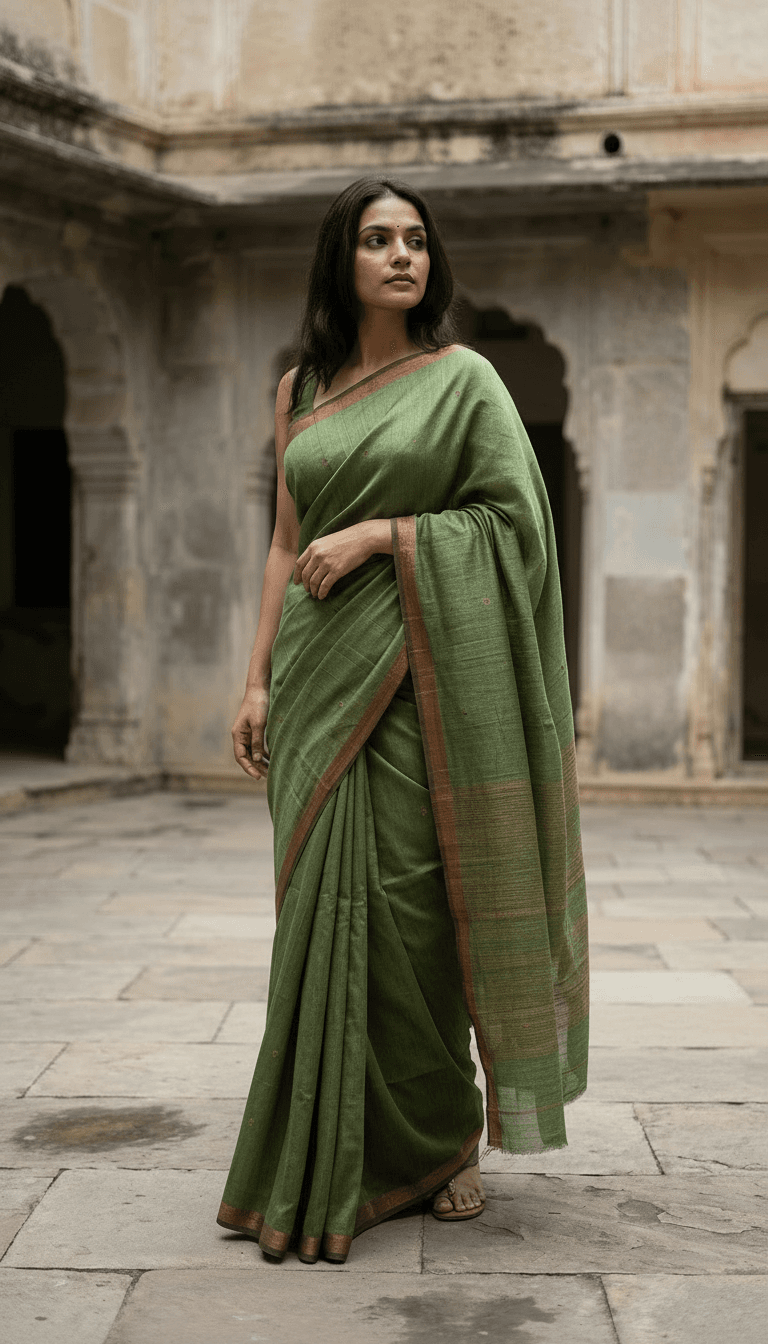 Monsoon Courtyard in Tussar Silk