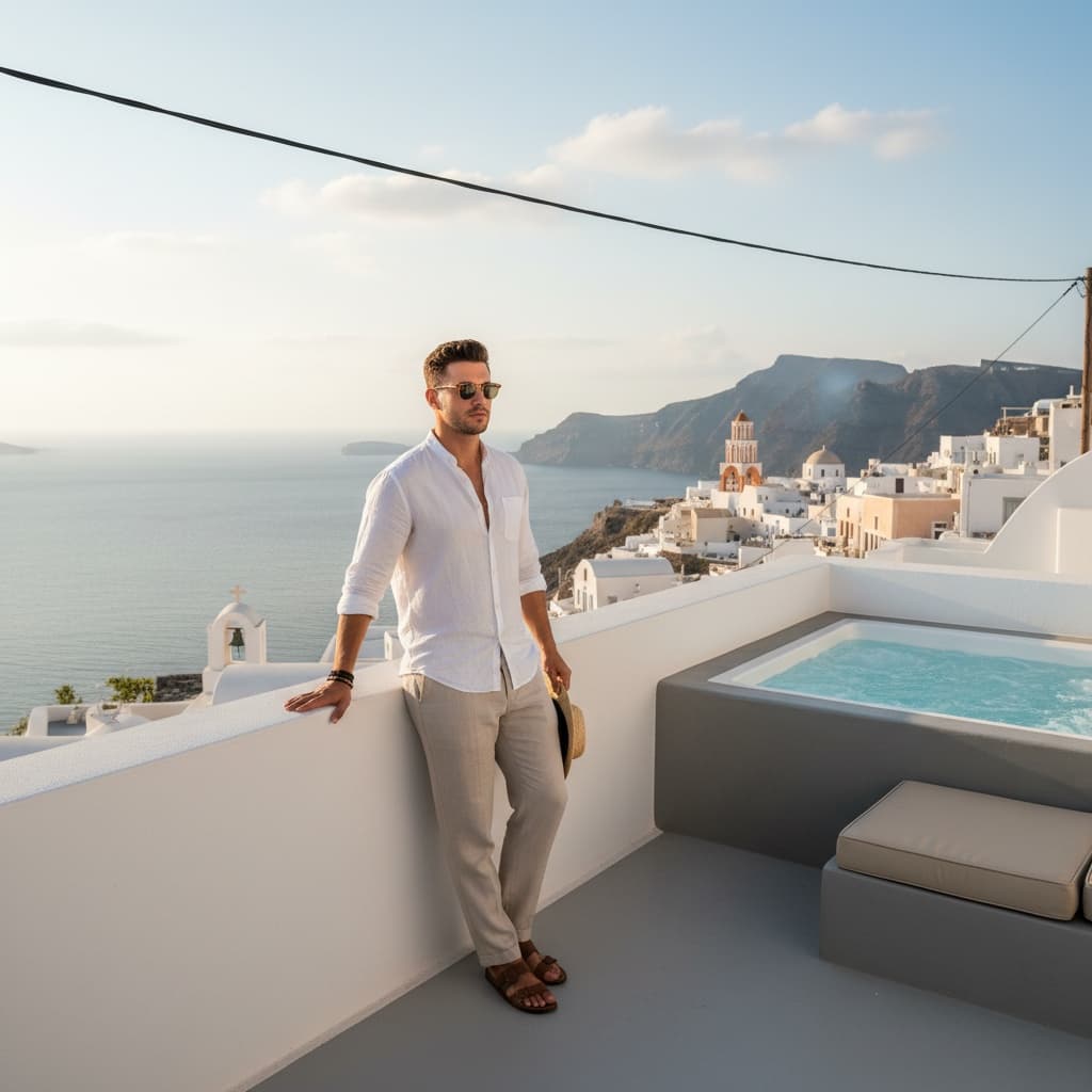 Santorini Terrace Portrait